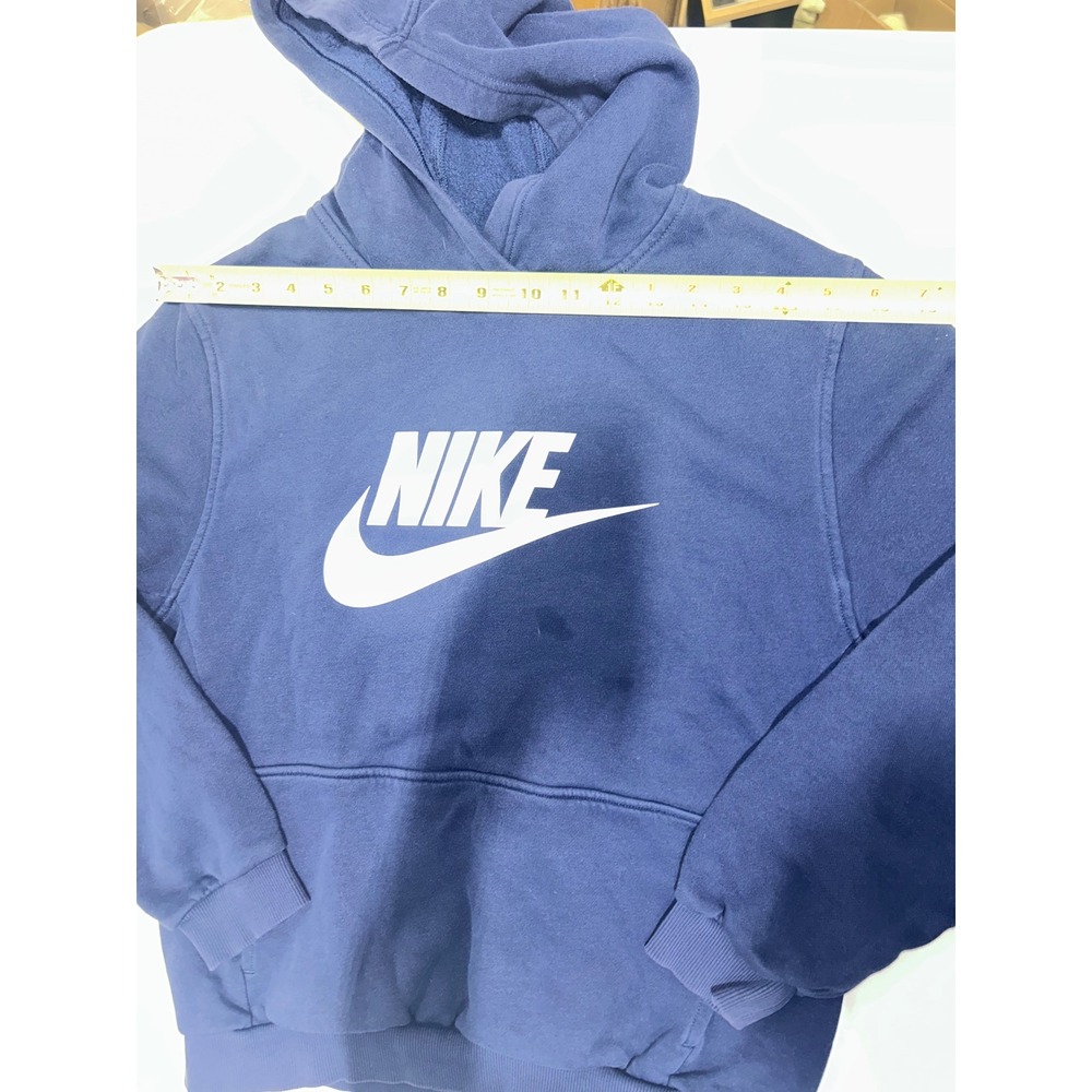 Nike Mens Sportswear Futura Logo Hoodie Navy Blue Pullover Fleece Medium - Picture 4 of 6